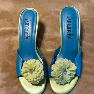 Blue and Green Women's Sandals